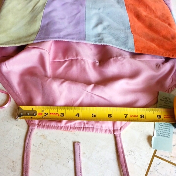 Vintage-One Of A Kind, multi color block suede vest..sz..XS.."Cache", New w/tags - Picture 15 of 15